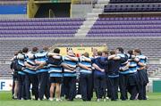 30 April 2010; The Leinster squad form a huddle during the squad Captain's Run ahead of their Heineken Cup Semi-Final against Toulouse on Saturday. Le Stadium, Toulouse, France. Picture credit: Manuel Blondeau / SPORTSFILE *** Local Caption ***