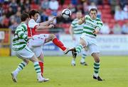 30 April 2010; Stephen Rice and Paddy Kavanagh, Shamrock Rovers, in action against Stuart Byrne, St Patrick's Athletic. Airtricity League Premier Division, St Patrick's Athletic v Shamrock Rovers, Richmond Park, Inchicore, Dublin. Picture credit: Matt Browne / SPORTSFILE
