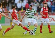30 April 2010; Pat Flynn, Shamrock Rovers, in action against Ryan Guy, St Patrick's Athletic. Airtricity League Premier Division, St Patrick's Athletic v Shamrock Rovers, Richmond Park, Inchicore, Dublin. Picture credit: Matt Browne / SPORTSFILE