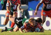 30 April 2010; Jonny Wilkinson, RC Toulon, in action against Ian Keatley, Connacht. Amlin Challenge Cup Semi-Final, Connacht v RC Toulon, Sportsground, Galway. Picture credit: Ray Ryan / SPORTSFILE