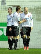 30 April 2010; Ross Gaynor, right,, Dundalk, celebrates with team-mate Garry Breen after scoring his side's third goal. Airtricity League Premier Division, Drogheda United v Dundalk, Hunky Dorys Park, Drogheda, Co. Louth. Photo by Sportsfile