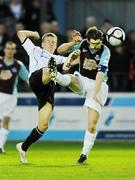 30 April 2010; Tom Miller, Dundalk, in action against Paul Crowley, Drogheda United. Airtricity League Premier Division, Drogheda United v Dundalk, Hunky Dorys Park, Drogheda, Co. Louth. Photo by Sportsfile