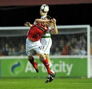 30 April 2010; Vinny Faherty, St Patrick's Athletic, in action against Aidan Price, Shamrock Rovers. Airtricity League Premier Division, St Patrick's Athletic v Shamrock Rovers, Richmond Park, Inchicore, Dublin. Picture credit: Matt Browne / SPORTSFILE