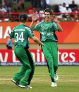 30 April 2010; All smiles for George Dockrell as he picks up another wicket. 2010 Twenty20 Cricket World Cup Group Stages, Ireland v West Indies, Providence Stadium, Guyana. Picture credit: Handout / Barry Chambers / RSA / Cricket Ireland Via SPORTSFILE