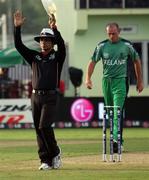 30 April 2010; Asad Rauf signals a six hit. 2010 Twenty20 Cricket World Cup Group Stages, Ireland v West Indies, Providence Stadium, Guyana. Picture credit: Handout / Barry Chambers / RSA / Cricket Ireland Via SPORTSFILE