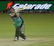 30 April 2010; Kevin O'Brien miscues his drive. 2010 Twenty20 Cricket World Cup Group Stages, Ireland v West Indies, Providence Stadium, Guyana. Picture credit: Handout / Barry Chambers / RSA / Cricket Ireland Via SPORTSFILE