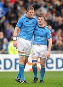 1 May 2010; Leinster players Malcolm O'Kelly, left, and Brian O'Driscoll, at the final whistle. Heineken Cup Semi-Final, Toulouse v Leinster, Le Stadium Municipal, Toulouse, France. Picture credit: Brendan Moran / SPORTSFILE