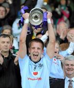 1 May 2010; Dublin captain John Cooper holds aloft the cup. Cadbury GAA Football Under 21 All-Ireland Championship Final, Dublin v Donegal, Kingspan Breffni Park, Cavan. Picture credit: Oliver McVeigh / SPORTSFILE