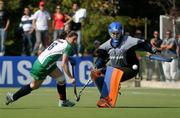 1 May 2010; Eimear Cregan, Ireland, in action against Claudia Schuler, Chile. Hockey BDO World Qualifier, Ireland v Chile, Manquehue Hockey Club, Santiago, Chile. Picture syndicated by SPORTSFILE on behalf of the IHA   for editorial use
