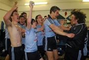 1 May 2010; Dublin players celebrate in the dressing room after the game. Cadbury GAA Football Under 21 All-Ireland Championship Final, Dublin v Donegal, Kingspan Breffni Park, Cavan. Picture credit: Dáire Brennan / SPORTSFILE