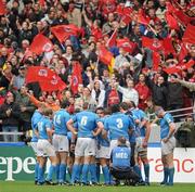 1 May 2010; The Leinster team gather together in a huddle after Toulouse scored their first try of the game. Heineken Cup Semi-Final, Toulouse v Leinster, Le Stadium Municipal, Toulouse, France. Picture credit: Brendan Moran / SPORTSFILE