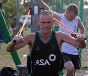 30 April 2010; Ireland's Trent Johnston works hard on his fitness during squad training ahead of their 2010 Twenty20 Cricket World Cup Group D match against England on Tuesday, Guyana. Picture credit: Handout / Barry Chambers / RSA / Cricket Ireland Via SPORTSFILE
