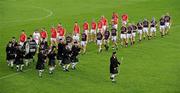 2 May 2010; The Sean Treacy Pipe band lead the Cork and Galway teams in the pre match parade. Allianz GAA Hurling National League Division 1 Final, Cork v Galway, Semple Stadium, Thurles, Co Tipperary. Picture credit: Ray McManus / SPORTSFILE