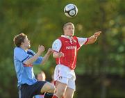 3 May 2010; Conor Sinnott, St Patrick's Athletic, in action against Ciaran Nangle, UCD. Airtricity League Premier Division, UCD v St Patrick's Athletic, UCD Bowl, UCD, Dublin. Picture credit: Pat Murphy / SPORTSFILE