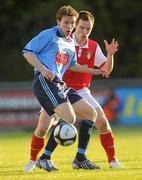 3 May 2010; David McMillen, UCD, in action against Derek Pender, St Patrick's Athletic. Airtricity League Premier Division, UCD v St Patrick's Athletic, UCD Bowl, UCD, Dublin. Picture credit: Pat Murphy / SPORTSFILE