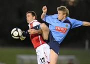 3 May 2010; Chris Mulhall, UCD, in action against Dave Mulcahy, St Patrick's Athletic. Airtricity League Premier Division, UCD v St Patrick's Athletic, UCD Bowl, UCD, Dublin. Picture credit: Pat Murphy / SPORTSFILE