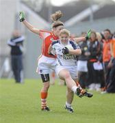 2 May 2010; Donna Berry, Kildare, in action against Marian McGuinness, Armagh. Bord Gais Energy Ladies National Football League Division 2 Semi-Final Replay, Armagh v Kildare, St Peregrines, Mulhuddart, Dublin. Picture credit: Oliver McVeigh / SPORTSFILE