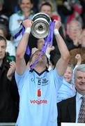 1 May 2010; John Cooper, Dublin Captain, holds aloft the cup . Cadbury GAA Football Under 21 All-Ireland Championship Final, Dublin v Donegal, Kingspan Breffni Park, Cavan. Picture credit: Oliver McVeigh / SPORTSFILE