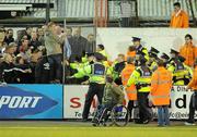 3 May 2010; Gardai intervene after Shamrock Rovers supporters halted the game for a number of minutes. Airtricity League Premier Division, Dundalk v Shamrock Rovers, Oriel Park, Dundalk. Photo by Sportsfile