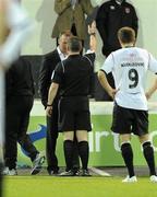 3 May 2010; Shamrock Rovers manager Michael O'Neill is sent to the stands by referee Damien Hancock. Airtricity League Premier Division, Dundalk v Shamrock Rovers, Oriel Park, Dundalk. Photo by Sportsfile