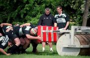 29 May 2001; Head coach Warren Gatland watches a scrum drill during an Ireland Rugby Training Session at Dr. Hickey Park in Greystones, Wicklow. Photo by Aoife Rice/Sportsfile