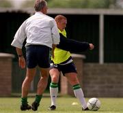 29 May 2001; Bohemians striker Glen Crowe watched by Republic of Ireland manager Mick McCarthy during a Republic of Ireland Training Session at John Hyland Park in Baldonnell, Dublin. Photo by David Maher/Sportsfile