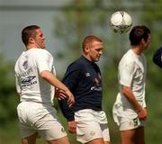 29 May 2001; Bohemians striker Glen Crowe and Robbie Keane during a Republic of Ireland Training Session at AUL grounds in Clonshaugh, Dublin. Photo by David Maher/Sportsfile