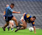 27 May 2001; Jason Sherlock of Dublin in action against Enda Ledwith of Longford during the Bank of Ireland Leinster Senior Football Championship Quarter-Final match between Dublin and Longford at Croke Park in Dublin. Photo by Brendan Moran/Sportsfile