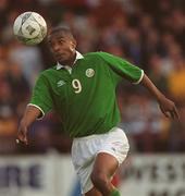 1 June 2001; Clinton Morrison of Republic of Ireland during the UEFA European Under-21 Championship Qualifier Group 2 match between Republic of Ireland and Portugal at Tolka Park in Dublin. Photo by Damien Eagers/Sportsfile