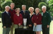 2 June 2001; Elm Park captain Pat Glennon, left, with, from second from left, Billy Fitzsimons and Gillian Harris of Slade Valley, Caoibhin Mangan of Bank of Ireland, Louise Harris of Slade Valley and her playing partner Diarmuid Murray pictured prior to the Bank of Ireland Elm Park Mixed Foursomes Final at Foxrock Golf Club in Dublin. Photo by Ray McManus/Sportsfile