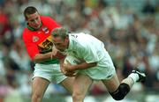 3 June 2001; Willie McCreery of Kildare in action against Joe Byrne of Carlow during the Bank of Ireland Leinster Senior Football Championship Quarter-Final match between Kildare and Carlow at Croke Park in Dublin. Photo by David Maher/Sportsfile