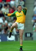 3 June 2001; Meath goalkeeper Cormac Sullivan celebrates after the final whistle of the Bank of Ireland Leinster Senior Football Championship Quarter-Final match between Meath and Westmeath at Croke Park in Dublin. Photo by David Maher/Sportsfile