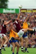 3 June 2001; Kevin Walsh and Sean O'Domhnaill of Galway compete for a high ball against Seamus O'Neill and Gary Cox of Roscommon during the Bank of Ireland Connacht Senior Football Championship Semi-Final match between Galway and Roscommon at Tuam Stadium in Tuam, Galway. Photo by Damien Eagers/Sportsfile