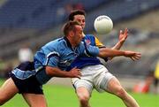 27 May 2001; James Martin of Longford in action against Paul Curran of Dublin during the Bank of Ireland Leinster Senior Football Championship Quarter-Final match between Dublin and Longford at Croke Park in Dublin. Photo by Pat Murphy/Sportsfile
