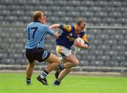 27 May 2001; Padraig Davis of Longford is tackled by Shane Ryan of Dublin during the Bank of Ireland Leinster Senior Football Championship Quarter-Final match between Dublin and Longford at Croke Park in Dublin. Photo by Brendan Moran/Sportsfile