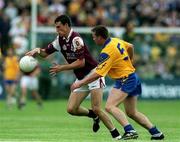 3 June 2001; Joe Bergin of Galway is tackled by Clifford McDonald of Roscommon during the Bank of Ireland Connacht Senior Football Championship Semi-Final match between Galway and Roscommon at Tuam Stadium in Tuam, Galway. Photo by Damien Eagers/Sportsfile