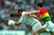 3 June 2001; Willie McCreery of Kildare is tackled by Stephen O'Brien of Carlow during the Bank of Ireland Leinster Senior Football Championship Quarter-Final match between Kildare and Carlow at Croke Park in Dublin. Photo by David Maher/Sportsfile
