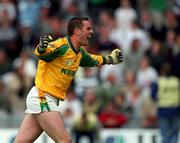 3 June 2001; Meath goalkeeper Cormac Sullivan celebrates following the Bank of Ireland Leinster Senior Football Championship Quarter-Final match between Meath and Westmeath at Croke Park in Dublin. Photo by Brian Lawless/Sportsfile