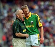 3 June 2001; Graham Geraghty of Meath in conversation with Meath manager Sean Boylan during the Bank of Ireland Leinster Senior Football Championship Quarter-Final match between Meath and Westmeath at Croke Park in Dublin. Photo by Ray Lohan/Sportsfile
