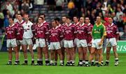 3 June 2001; The Westmeath players stand for the national anthem ahead of the Bank of Ireland Leinster Senior Football Championship Quarter-Final match between Meath and Westmeath at Croke Park in Dublin. Photo by David Maher/Sportsfile