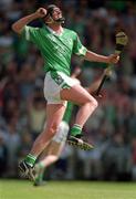 10 June 2001; Brian Begley of Limerick celebrates after scoring his side's fourth goal during the Guinness Munster Senior Hurling Championship Semi-Final match between Limerick and Waterford at Páirc Uí Chaoimh in Cork. Photo by Brendan Moran/Sportsfile