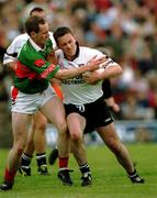 10 June 2001; Dessie Sloyan of Sligo in action against Tom Nallen of Mayo during the Bank of Ireland Connacht Senior Football Championship Semi-Final match between Mayo and Sligo at MacHale Park in Castlebar, Mayo. Photo by Damien Eagers/Sportsfile