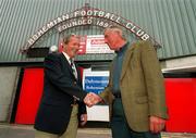 11 June 2001; Newly appointed Bohemians manager Pete Mahon, right, with Bohemians president Felim O'Reilly at Dalymount Park in Dublin. Photo by David Maher/Sportsfile