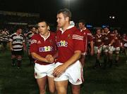 12 June 2001; British and Irish Lions players Rob Henderson and Jeremy Davidson following the match between Queensland President's XV and British and Irish Lions at Dairy Farmers Stadium in Townsville in Queensland, Australia. Photo by Matt Browne/Sportsfile