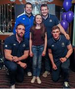 20 April 2016; Leinster's Jack Conan, Mike Ross, Jack McGrath and Garry Ringrose pose for a photo with Kate Regan, age 13, from Killiney, Co. Dublin, at The Jungle Book at Movies@Dundrum as Leinster Rugby hosted A Night at the Movies in aid of The Alzheimer Society of Ireland. The event was held in support of one of the Leinster Rugby charity partners, The Alzheimer Society of Ireland, and the private ticket only event was used to raise funds for the charity. The Alzheimer Society of Ireland is the leading dementia specific service provider in Ireland and works across the country in the heart of local communities providing dementia specific services and supports and advocating for the rights and needs of all people living with dementia and their carers. It is a national non-profit organisation and also operates the Alzheimer National Helpline offering information and support to anyone affected by dementia. Check out www.alzheimer.ie<http://www.alzheimer.ie> for more information. Dundrum Cinema, Dundrum, Dublin. Picture credit: Seb Daly / SPORTSFILE