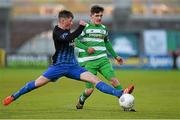 19 April 2016; Trevor Clarke, Shamrock Rovers, in action against Calvin Douglas, Athlone Town. EA Sports Cup Second Round, Pool 4, Shamrock Rovers v Athlone Town. Tallaght Stadium, Tallaght, Co. Dublin. Picture credit: David Fitzgerald / SPORTSFILE