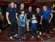 20 April 2016; Leinster's Garry Ringrose, David O'Connor, Oisin Heffernan, Tom Daly and Josh van der Flier, pose for a photo with Don and Joey Mulgair, from Blackrock, Co. Dublin, at The Jungle Book at Movies@Dundrum as Leinster Rugby hosted A Night at the Movies in aid of The Alzheimer Society of Ireland. The event was held in support of one of the Leinster Rugby charity partners, The Alzheimer Society of Ireland, and the private ticket only event was used to raise funds for the charity. The Alzheimer Society of Ireland is the leading dementia specific service provider in Ireland and works across the country in the heart of local communities providing dementia specific services and supports and advocating for the rights and needs of all people living with dementia and their carers. It is a national non-profit organisation and also operates the Alzheimer National Helpline offering information and support to anyone affected by dementia. Check out www.alzheimer.ie<http://www.alzheimer.ie> for more information. Dundrum Cinema, Dundrum, Dublin. Picture credit: Seb Daly / SPORTSFILE