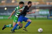 19 April 2016; Ross Purdy, Athlone Town, in action against Luke Byrne, Shamrock Rovers. EA Sports Cup Second Round, Pool 4, Shamrock Rovers v Athlone Town. Tallaght Stadium, Tallaght, Co. Dublin. Picture credit: David Fitzgerald / SPORTSFILE