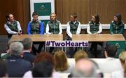 19 April 2016; Team Ireland squad members from left, Joseph Murphy, Cathal Daniels, Aoife Clark, Bertram Allen, Judy Reynolds and Helen Kearney ahead of the 2016 Olympics Games in Rio. National Horse Sport Arena, Abbotstown, Co. Dublin. Picture credit: Ramsey Cardy / SPORTSFILE