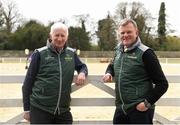 19 April 2016; Team Ireland chef d'equipe Robert Splaine, left, and Nick Turner, Senior Eventing Team Manager ahead of the 2016 Olympics Games in Rio. National Horse Sport Arena, Abbotstown, Co. Dublin. Picture credit: Ramsey Cardy / SPORTSFILE